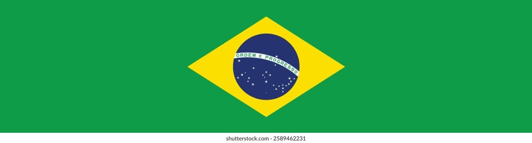 Brazil flag long banner digital vector illustration