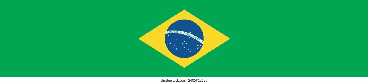 Brazil flag. A long banner. A rectangular flag. Flag icon. Standard color. Computer illustration. Digital illustration. Vector illustration.