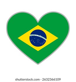 Brazil flag. Brazil love flag. Brazil flag in heart shape. Love symbol. Vector illustration