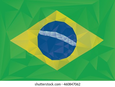 Brazil flag low poly art vector ,illustration