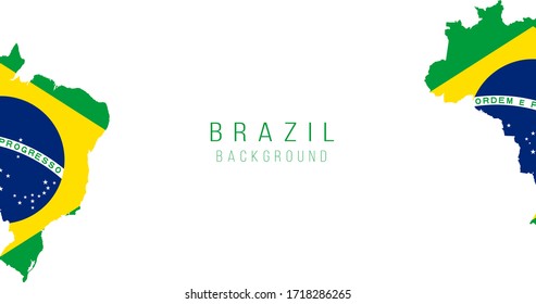 Fondo del mapa de la bandera de Brasil. La bandera del país en forma de fronteras. Ilustración vectorial de material aislada en fondo blanco.