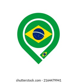 brazil flag map pin icon. vector illustration isolated on white background