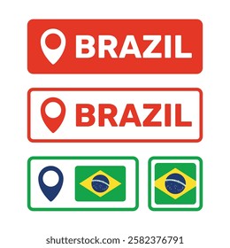 Brazil flag map pointer set, symbols of the flag of Federative Republic of Brazil