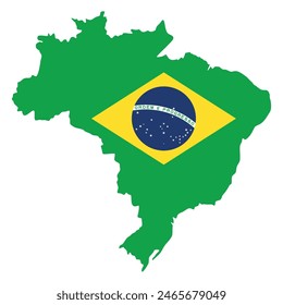 Brazil flag map silhouette. Vector image
