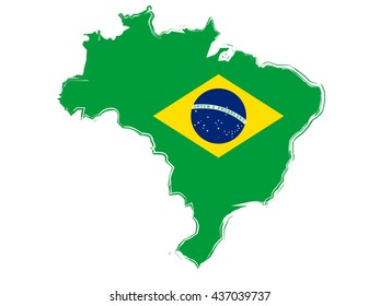 Brazil Flag Map Vector Stock Vector (Royalty Free) 437039737 | Shutterstock