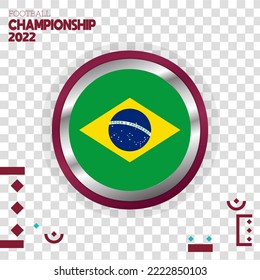 brazil flag nation 3d effect vector with isolated color background