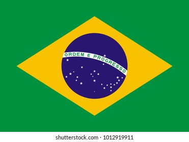 Brazil flag with official colors and the aspect ratio of 7:10. Flat vector illustration.