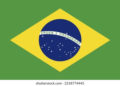 Bandera brasileña, colores oficiales y proporción. Ilustración vectorial.
