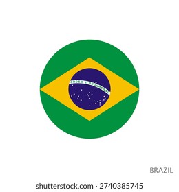 Brazil flag with official colors and proportion correctly. National flag of Brazil symbol. Circle badge. Vector illustration