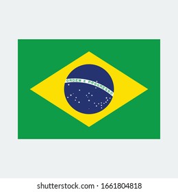 Brazil Flag, Official flag of Brazil, Illustration Vector EPS 10