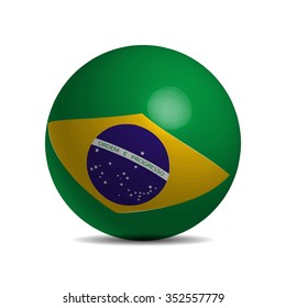 Brazil Flag on a 3d ball, vector illustration