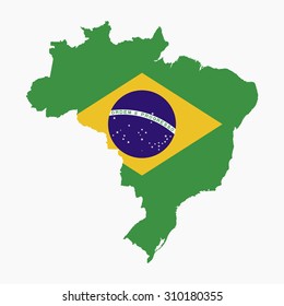 Brazil flag on Brazilian map