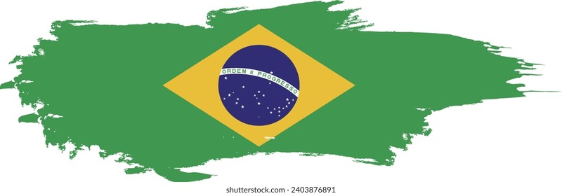 Brazil flag on brush paint stroke.
