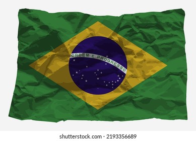 Brazil flag on crumpled paper vector, copy space, Country logo concept,Brazil flag with wrinkled texture paper, nation symbol graphic recycle idea, simple vector, flat design