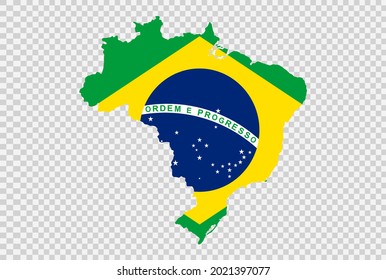 Brazil flag on map isolated  on png or transparent  background,Symbol of Brazil,template for banner,advertising, commercial,vector illustration, top gold medal sport winner country