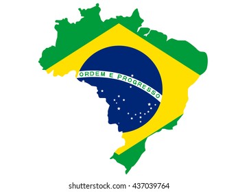 Brazil Flag on Map Vector