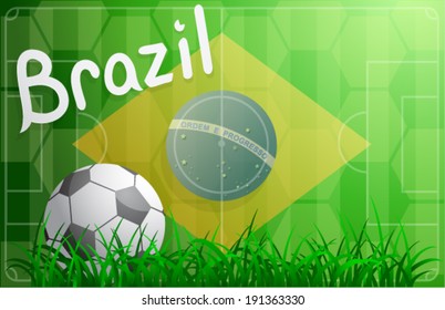 Brazil flag on soccer field. EPS-10