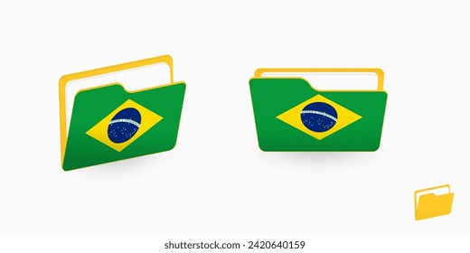 Indicador de Brasil en dos tipos de icono de carpeta. Ilustración vectorial.