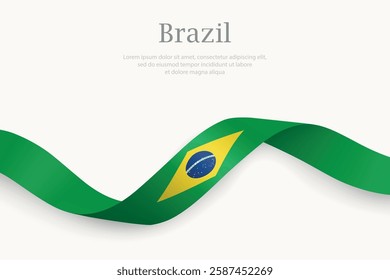 Brazil flag on Waving ribbon. Template for independence day