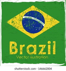 brazil flag over green background vector illustration