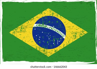 brazil flag over green background vector illustration