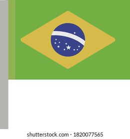 brazil flag over green background vector illustration. 3D Brazilian flag Bandeira do Brasil (Brazil flag in portuguese) vector. South american country.