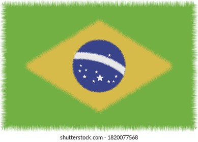 brazil flag over green background vector illustration. 3D Brazilian flag Bandeira do Brasil (Brazil flag in portuguese) vector. South american country.