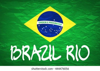 brazil flag over green background vector illustration art