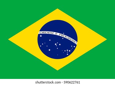 brazil flag over green background vector illustration