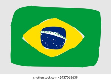 Brazil flag - painted design vector illustration. Vector brush style