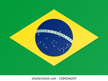 Brazil flag. Paper cut and craft style. Background template.