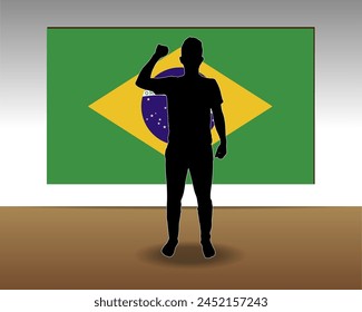 Brazil flag paper texture, single-piece element, vector design, Brazil flag taped on wall, decoration or celebration idea