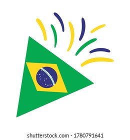 bandera de brasil en el diseño de ilustración vectorial de icono de cornet de partido