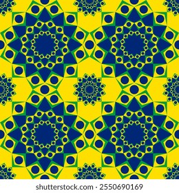 Patrón de bandera de Brasil. Fondo de mandala de flores. Ilustración vectorial