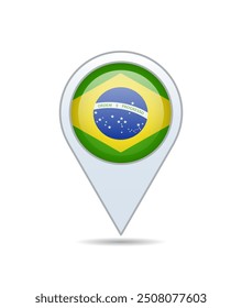 Brazil - flag pin for map. Vector illustration.