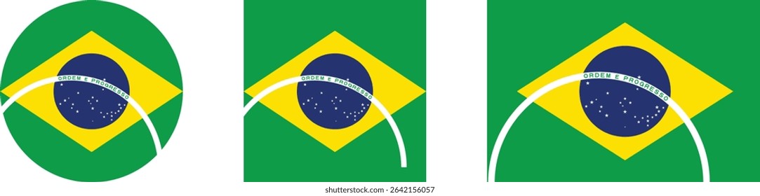 
Brazil flag PNG vector. Brazil square and round icon isolated on transparent PNG background. Brazil flag icon.

