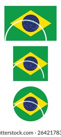 
Brazil flag PNG vector. Brazil square and round icon isolated on transparent PNG background. Brazil flag icon.

