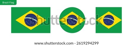 Brazil flag png vector. Brazil Square and round icon isolated on transparent PNG background. Brazil flag icon.eps