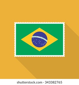 Brazil flag postage stamp - Vector