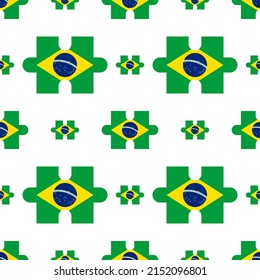 brazil flag puzzle pieces pattern on white background. vector illustration