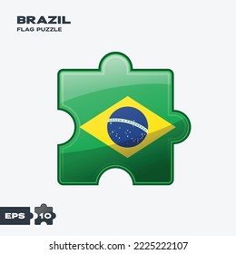 Piezas de rompecabezas de la bandera de Brasil. ilustración vectorial aislada en fondo blanco