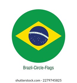 Brazil flag round button icon on white background
