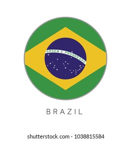 Brazil flag round circle vector icon