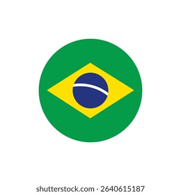 Brazil flag round icon isolated on white background