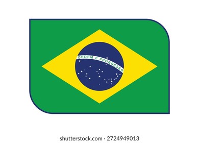 Brazil flag with rounded corners and border