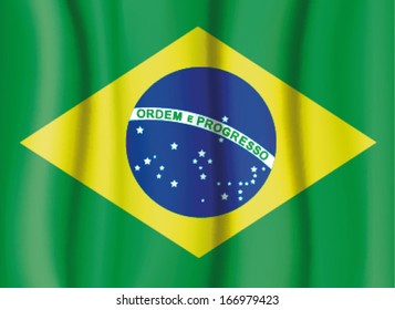 BRAZIL FLAG, satin curtain wave flag VECTOR
