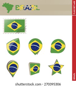 Brazil Flag Set, Flag Set #98. Vector.