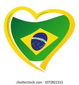 Brazil flag in shape of heart