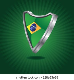 Brazil Flag Shield EPS 8 vector, no open shapes or paths. Grouped for easy editing.