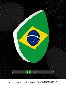 Brazil Flag Shield icon in 3D on Dark Modern Abstract Rugby Background. Perfect for sports events, heritage themes, national celebrations, and patriotic designs.